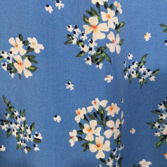 Badgley Mischka Robin Egg Blue Floral Over Sized Tiered Boho 3/4 Sleeve Dress - Picture 4 of 12